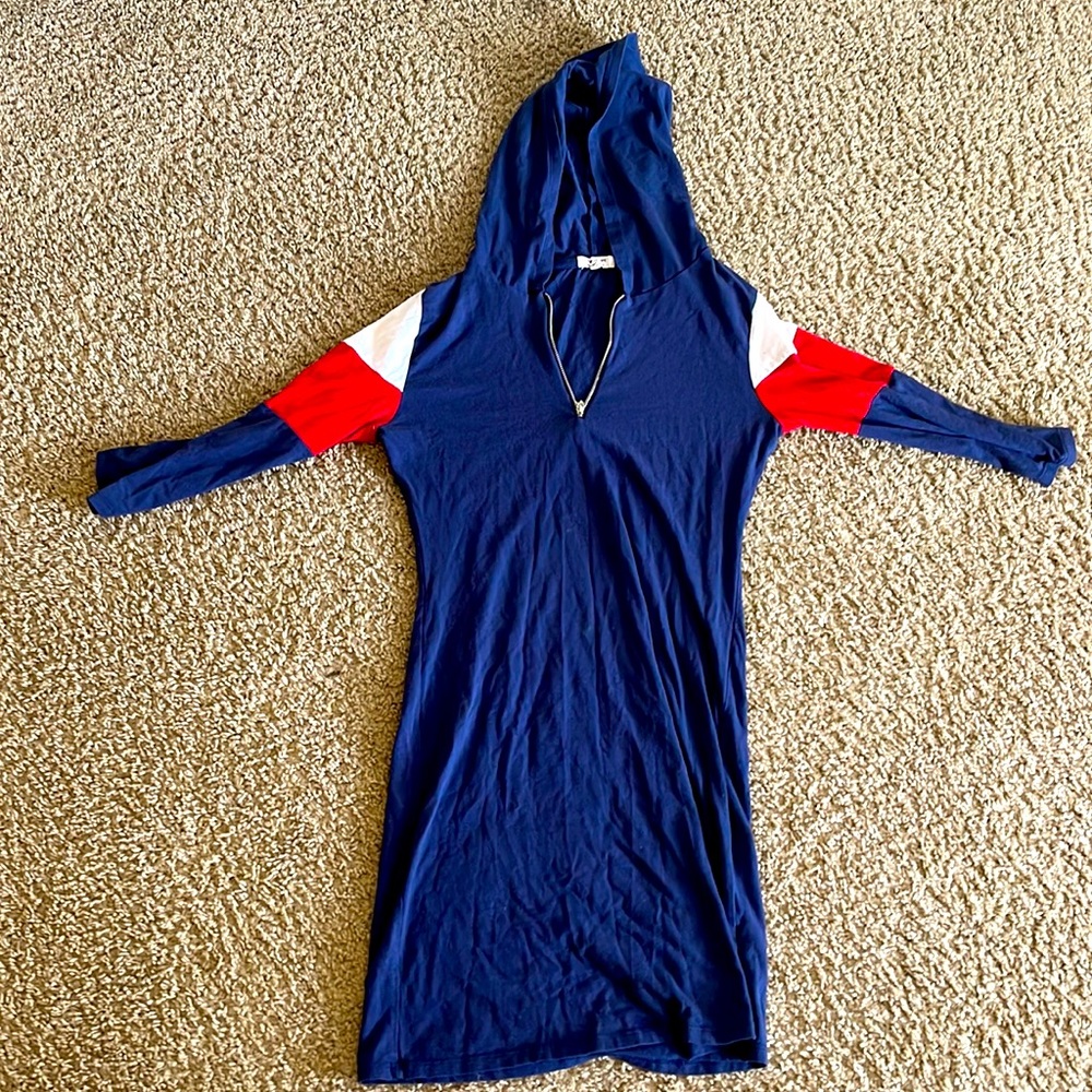 Blue red and white dress